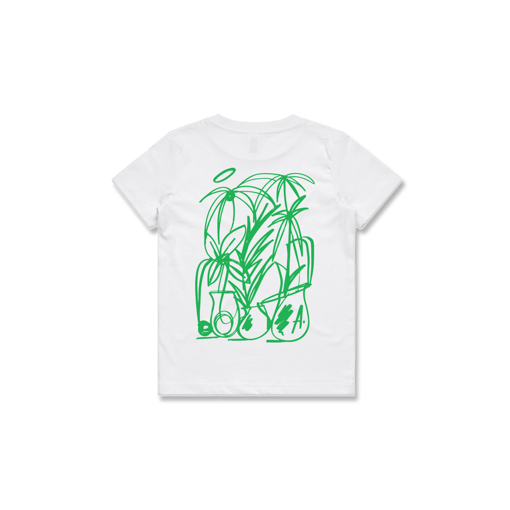 KIDS PLANTS TEE (WHITE + GREEN)